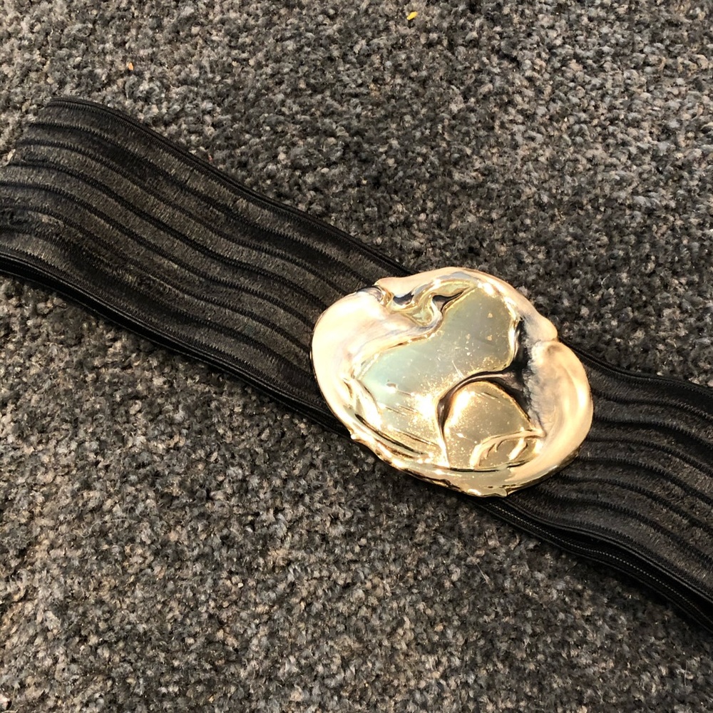 Vintage 80s Metal Stretch Elastic Black Belt
